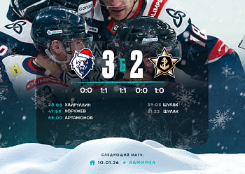 Neftekhimik 3–2 (SO) Admiral 1/8/2026 Neftekhimik 3–2 (SO) Admiral 1/8/2026